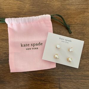NWT Kate Spade Gold Diamond & Pearl Earrings